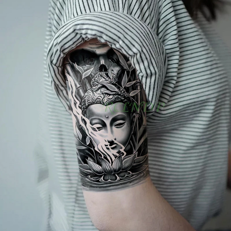 Waterproof Temporary Tattoo Sticker Buddha Lotus fake tatto flash tatoo tatouage temporaire big size arm leg for women girl men