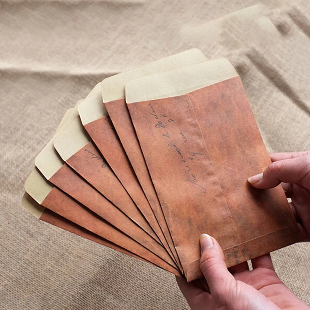 

12pcs Retro Brown Kraft Paper Vintage Letter Storage For Postcards Photos Biodegradable Reusable Gift Stationery Kraft Paper