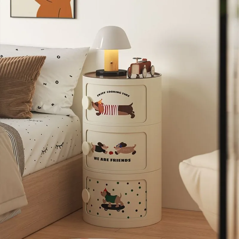 

Children's bedside table cream cartoon narrow side storage round bedroom small cabinet replacement