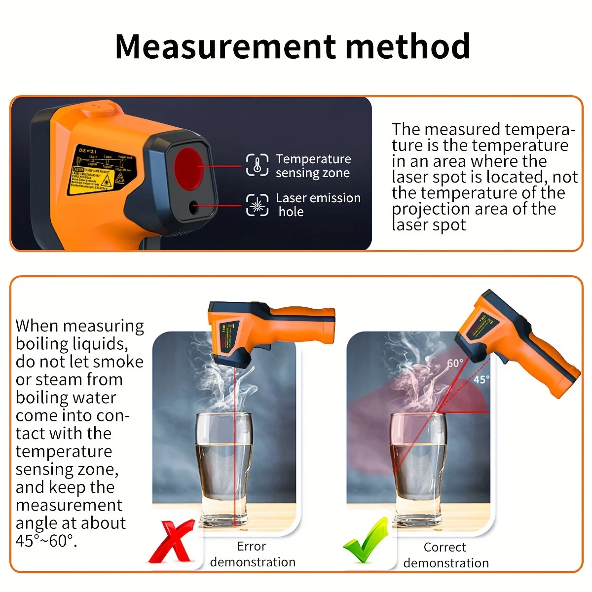 NJTY T600 T600A Infrarot-Thermometer, Laser-Temperaturpistole, Sensor, tragbar, berührungslos, IR-LCD, Wärme, Industrie-Pyrometer 600 ° C – Detail 5
