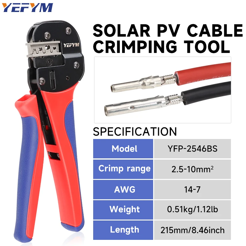 Rectangular for Solar Panel Crimping Pliers YFP-2546BS Photovoltaic Wire Crimpers  Pressing Pliers