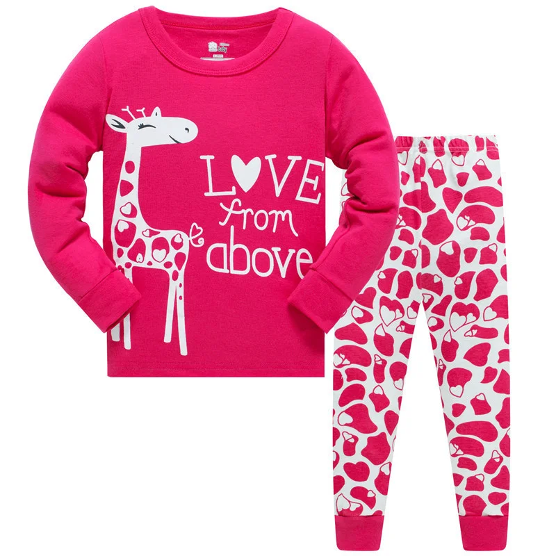 Jumping Meters 3-8T Flamingo Print  Autumn Winter Girls Sleepwear Fashion Children's Home Clothes Kids Pyjamas Costume