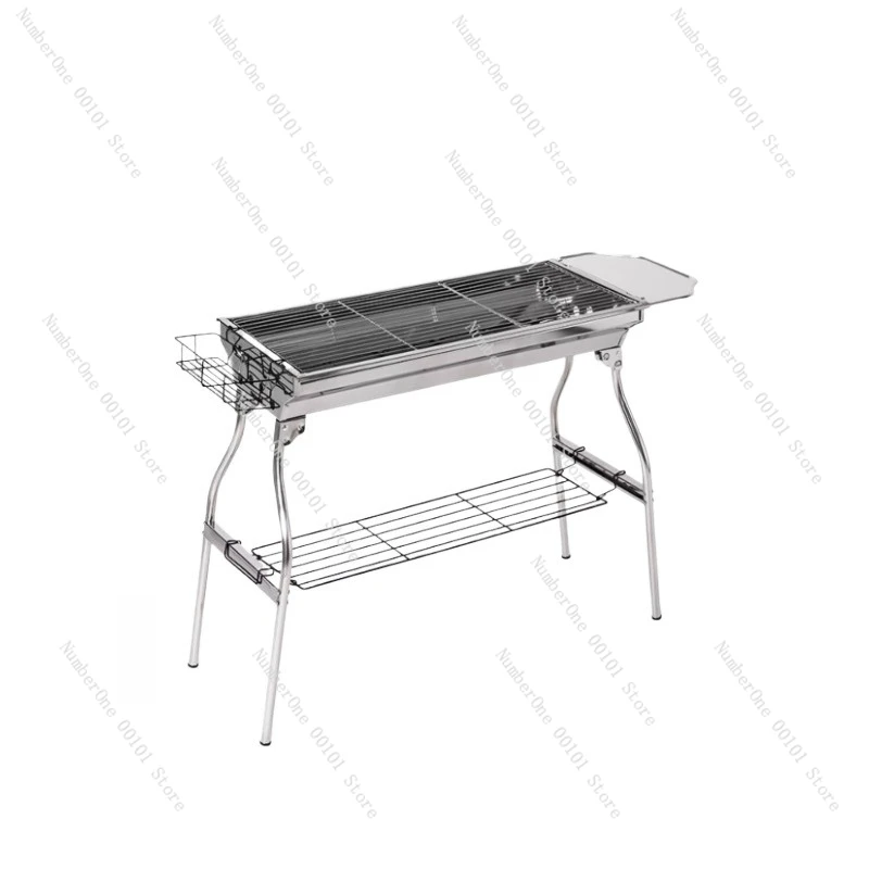 

Household BBQ Grill Charcoal Stove No Outdoor Grill Stainless Steel Smoke Barbecue Shelf Supplies