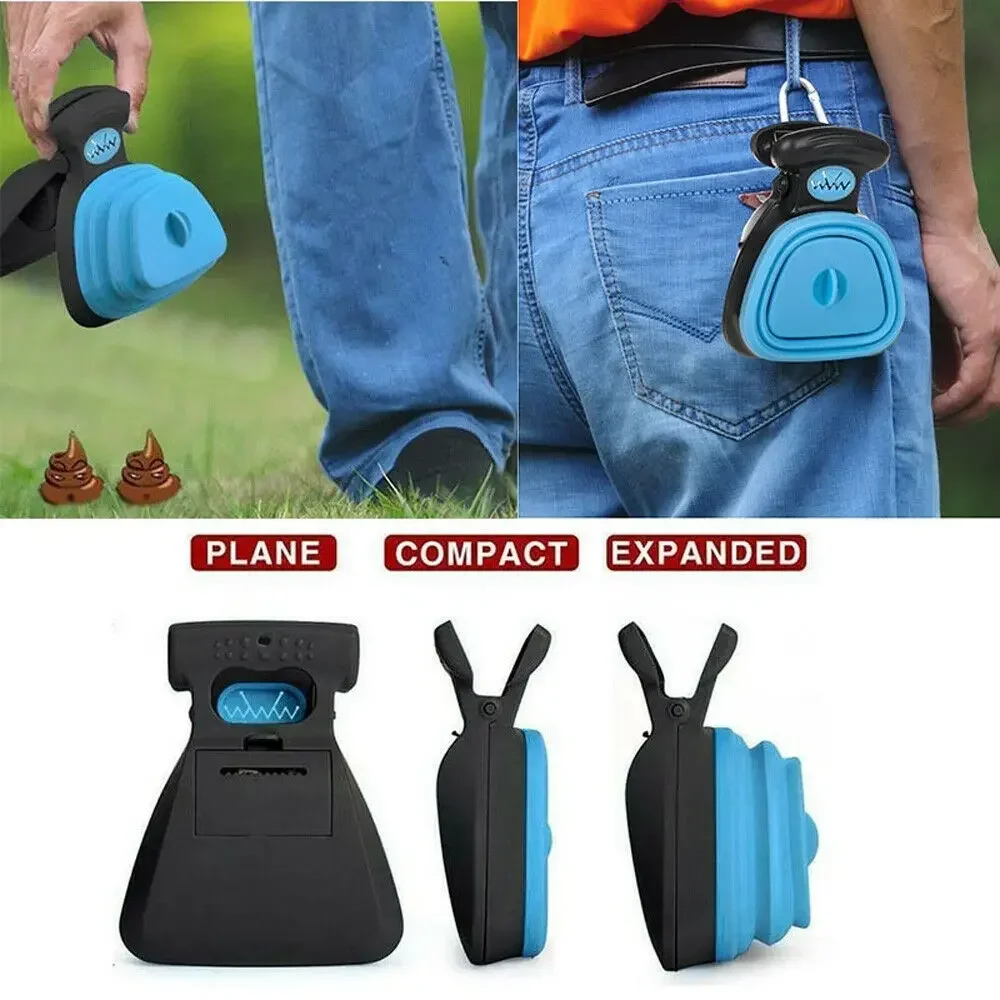 Dog Pet Travel Foldable Pooper Scooper with 1 Roll Decomposable Bags Poop Scoop Clean Pick Up Excreta Cleaner