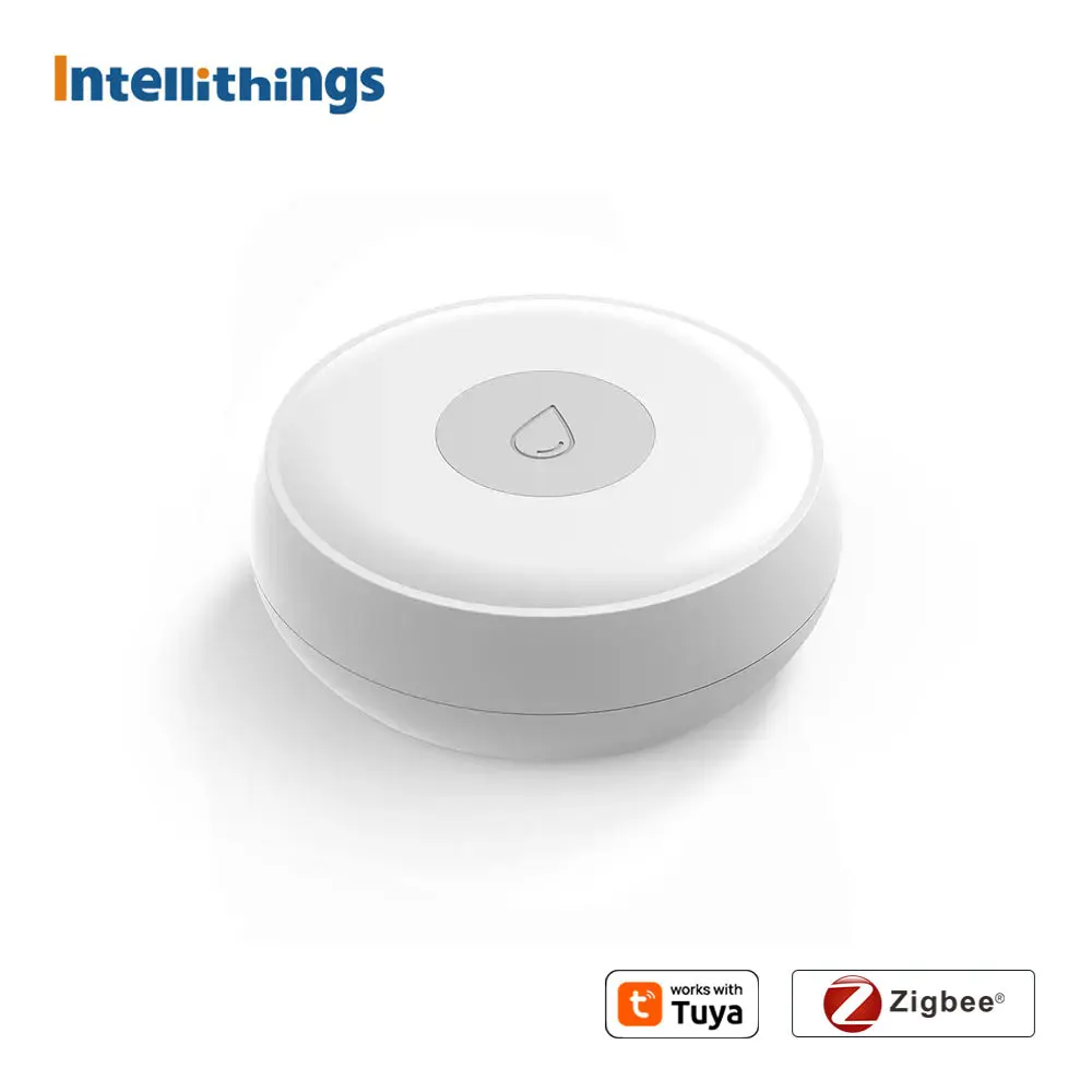 Intellithings Zigbee Water Flood Leak Sensor Home Security Alarm System Leakage Detector Work with Tuya Homekit via M1 M6 Hub