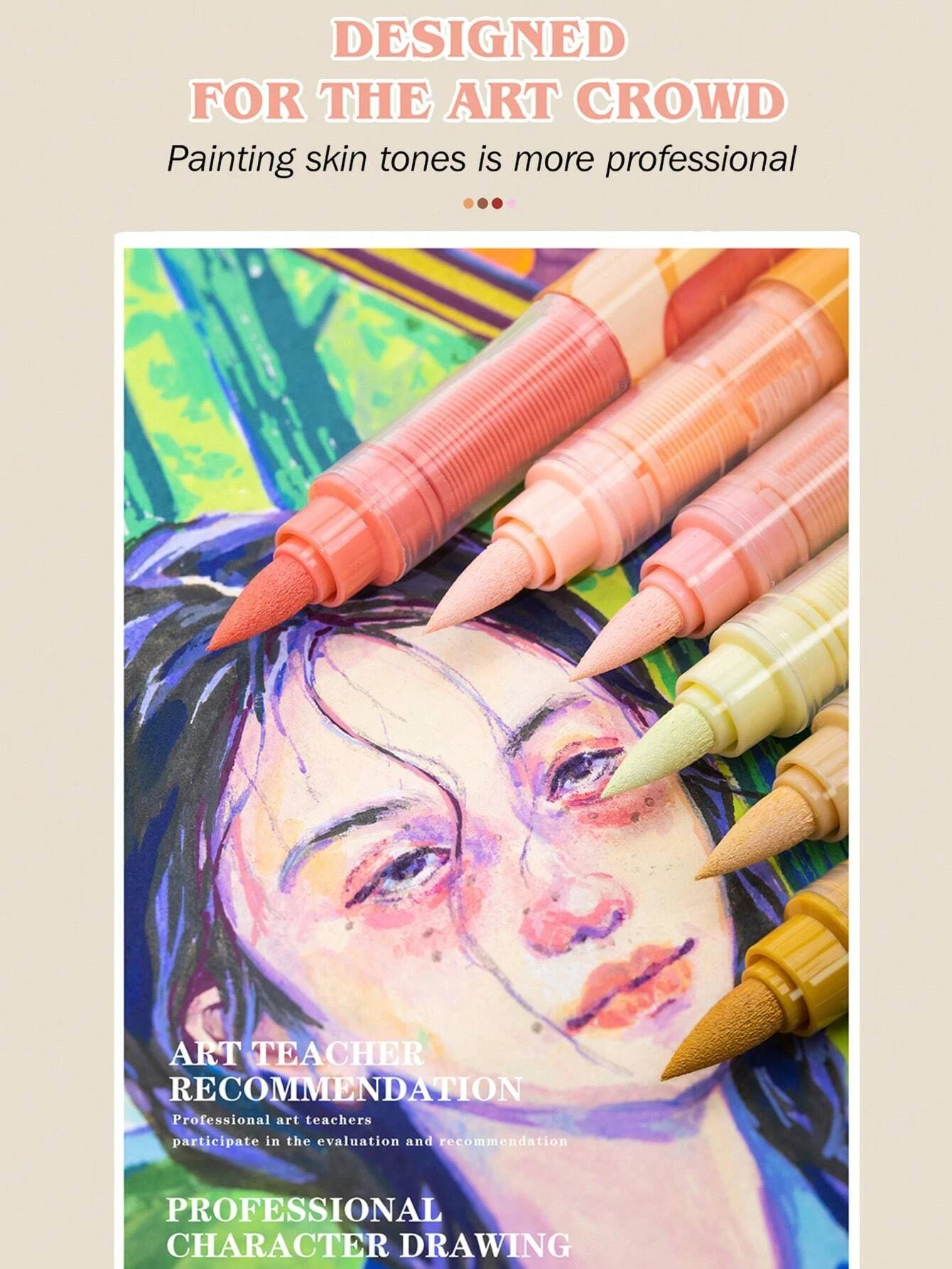GuangNa 12-72 Colors Soft Brush Acrylic Marker Pen Set,Skin Tone, Macaron color,DIY Hand Drawn,Paint Art Markers pens,GN.8201F/M image 6