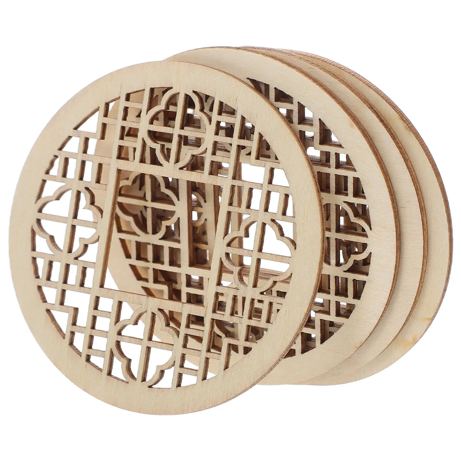 

4Pcs Miniature Chinese Window Parts Mini Wooden Window Frame Decor Mini House Supplies DIY Miniature Accessories for Craft and