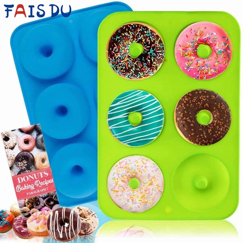 FAIS DU 6-Loch-Silikon-Donutform, Backform, antihaftbeschichtet, zum Backen, Gebäck, Schokolade, Kuchen, Dessert, DIY, Weihnachtsdekoration, Werkzeuge