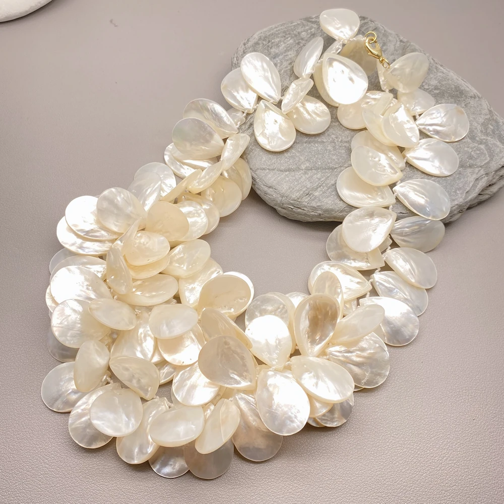 Y·YING Natural White Sea Shell Statement Necklace Fashion Jewelry For Party Wholesale