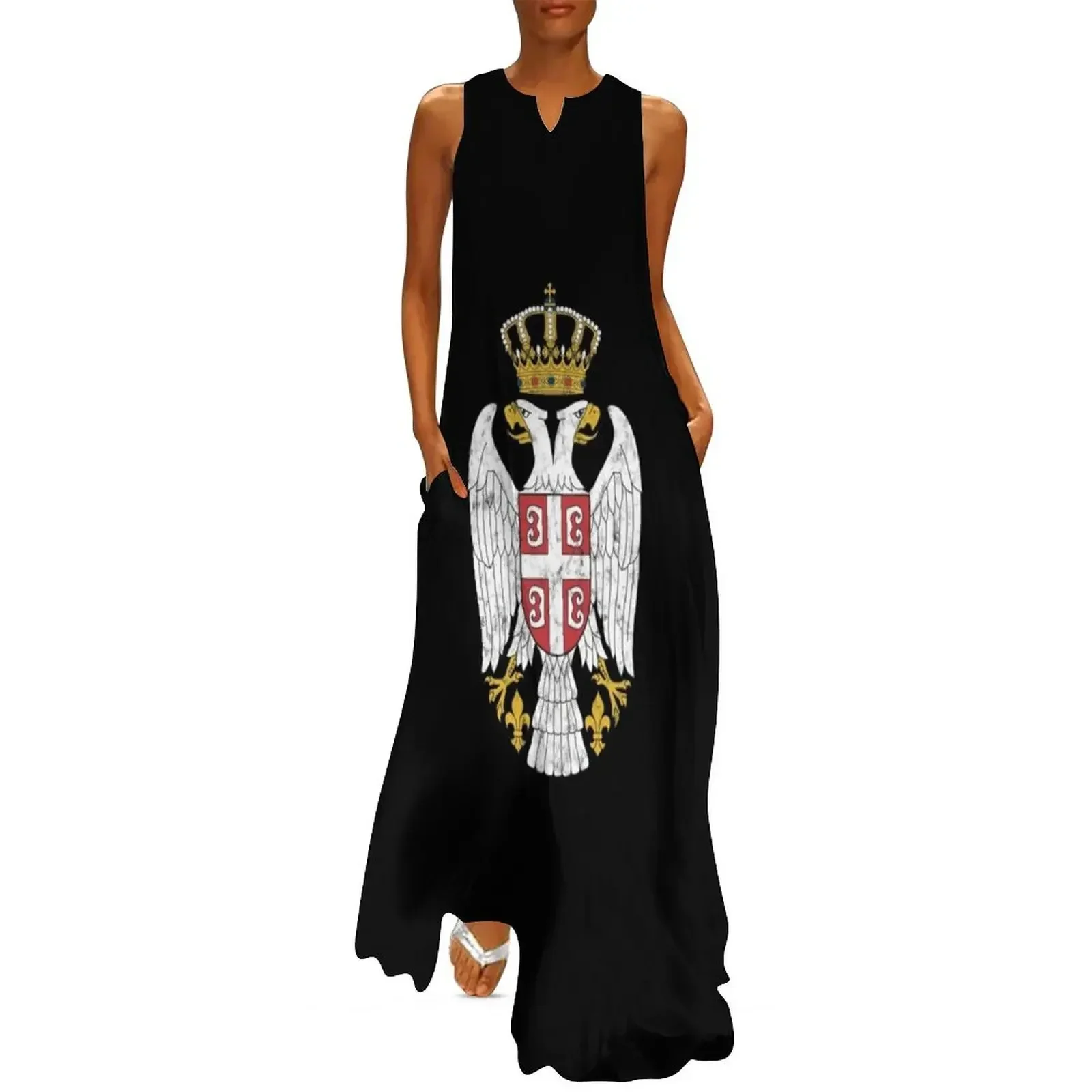 

Serbian coat of arms Serbian flag symbol Balkans gift Long Dress womens clothing Dress