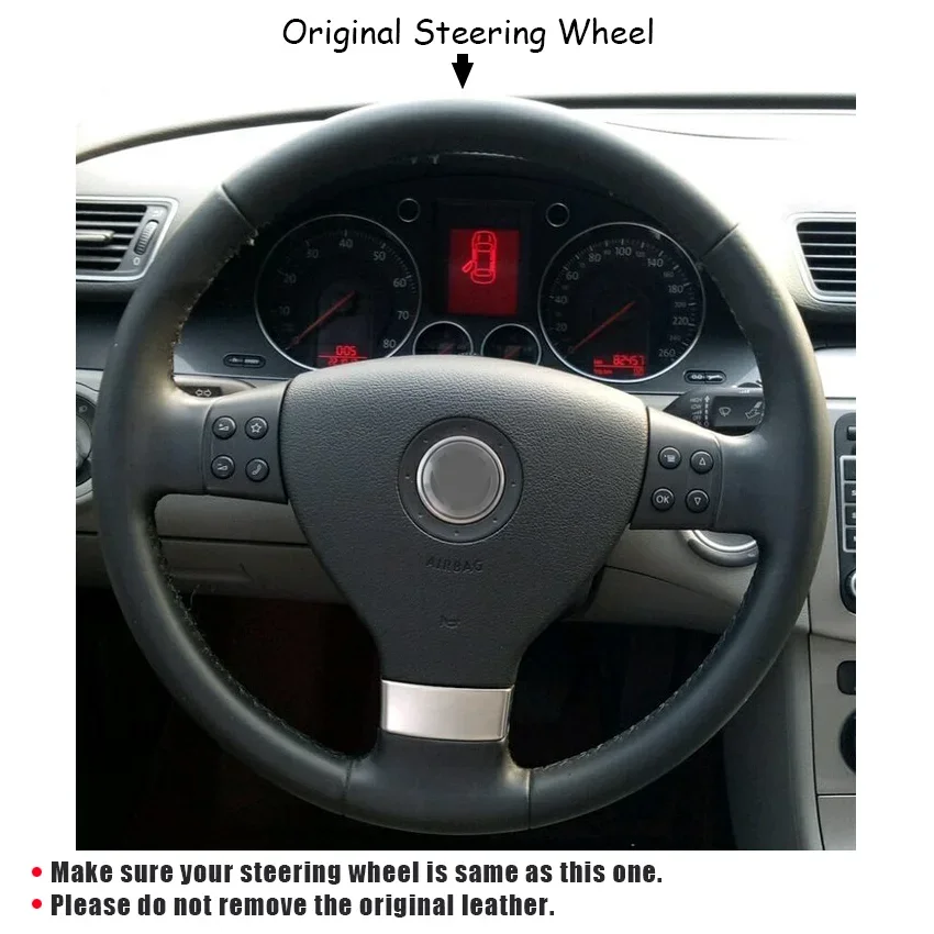 CARDAK Black Artificial Leather Car Steering Wheel Cover for Volkswagen Golf 5 Mk5 Passat B6 Mk5 Tiguan 2007 2008 2009 2010 2011