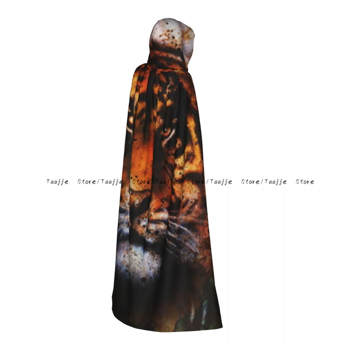 

Unisex Halloween Cloak Tiger Face Portrait Cape Hooded Medieval Costume Witch Wicca Vampire