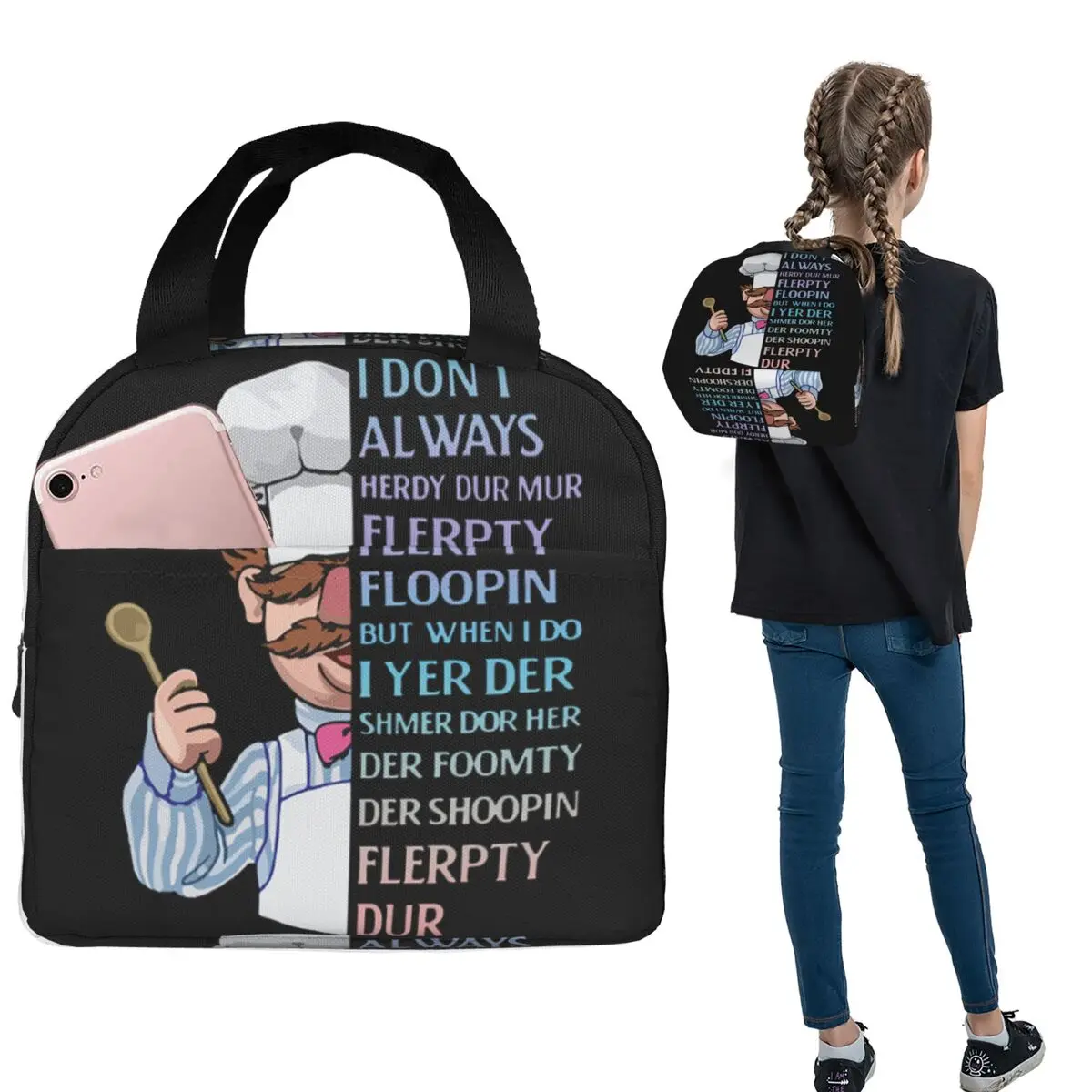 The Swedish Chef - I Dont Always Herdy Dur Mur Insulated Lunch Bag for Women Leakproof Food Boxes Thermal Lunch Box Tote