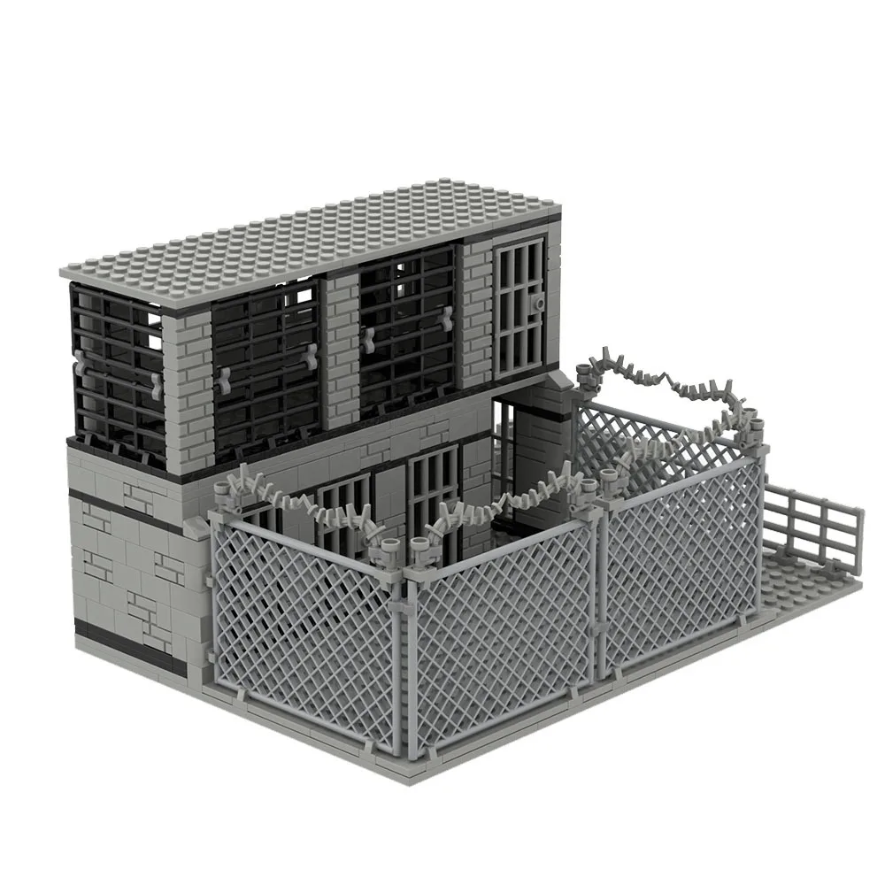 Mini figurines militaires MOC pour garçons, poste de police de la ville, cellules de prison, blocs de construction compatibles avec les légos, jouets en briques