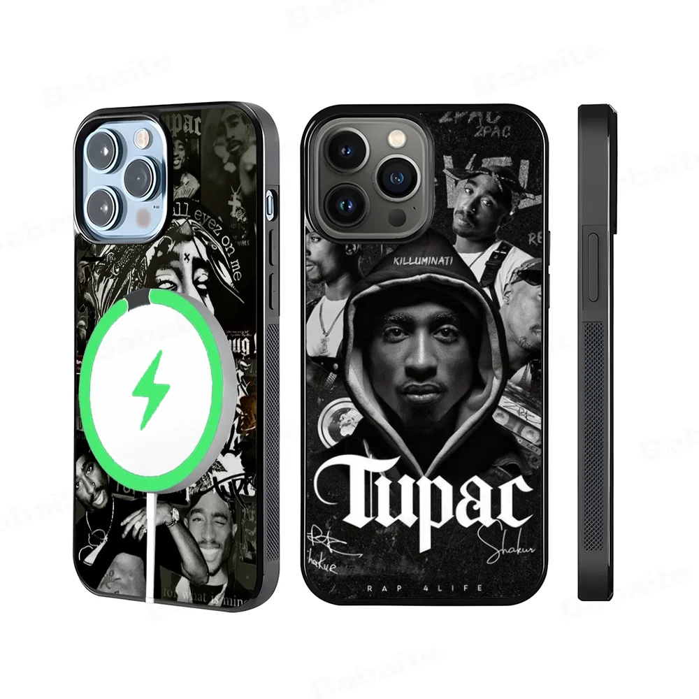 

Rap Singer Tupac Shakur Phone Case For iPhone 15 Pro Max Case 14 Plus 13 12 11 Magesafe Magnetic Wireless Charge Cover