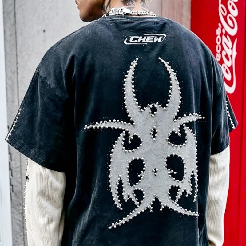 Men Women CHEW FOREVER Long Sleeve T‑Shirt Retro Thorn Totem Printing High Quality Streetwear Casual Tops Tee