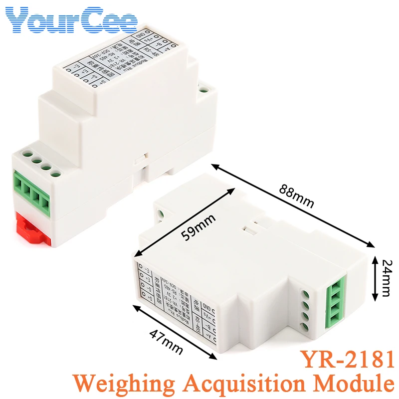 YR-2181 Guide Rail Electronic Scale Weighing Signal Pressure Sensor Conversion Acquisition RS485 Interface Modbus Rtu Protocol