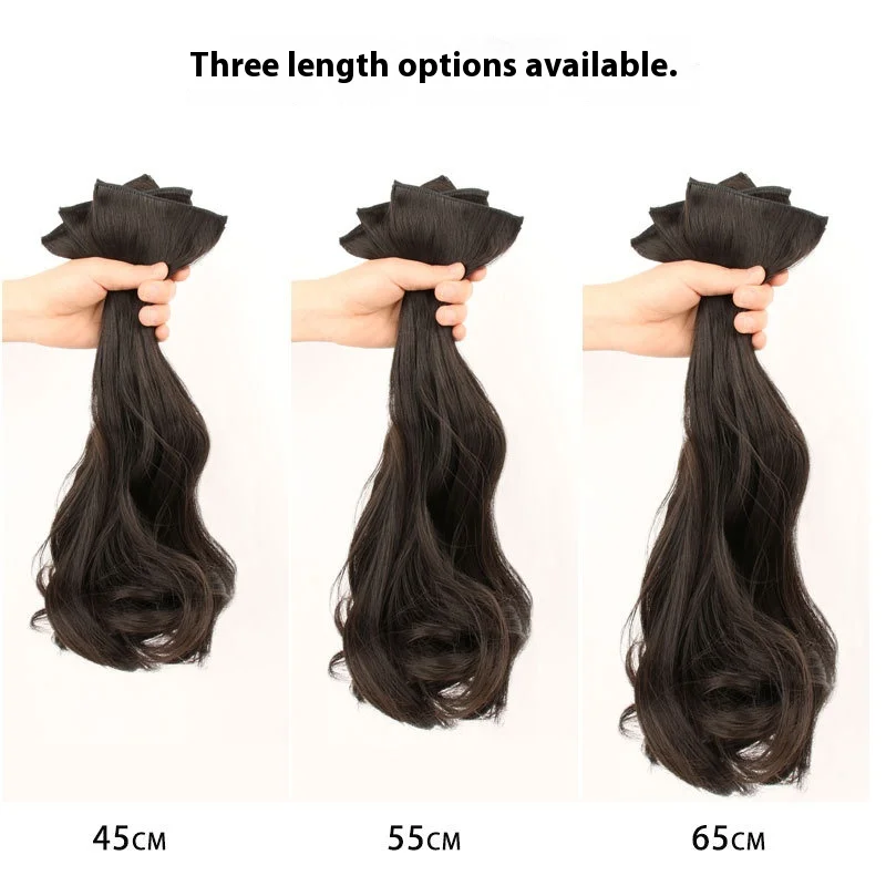3개 세트 합성 헤어 익스텐션 클립형 헤어피스 여성용 긴 곱슬머리 빅 웨이브 인비저블 가짜 머리카락