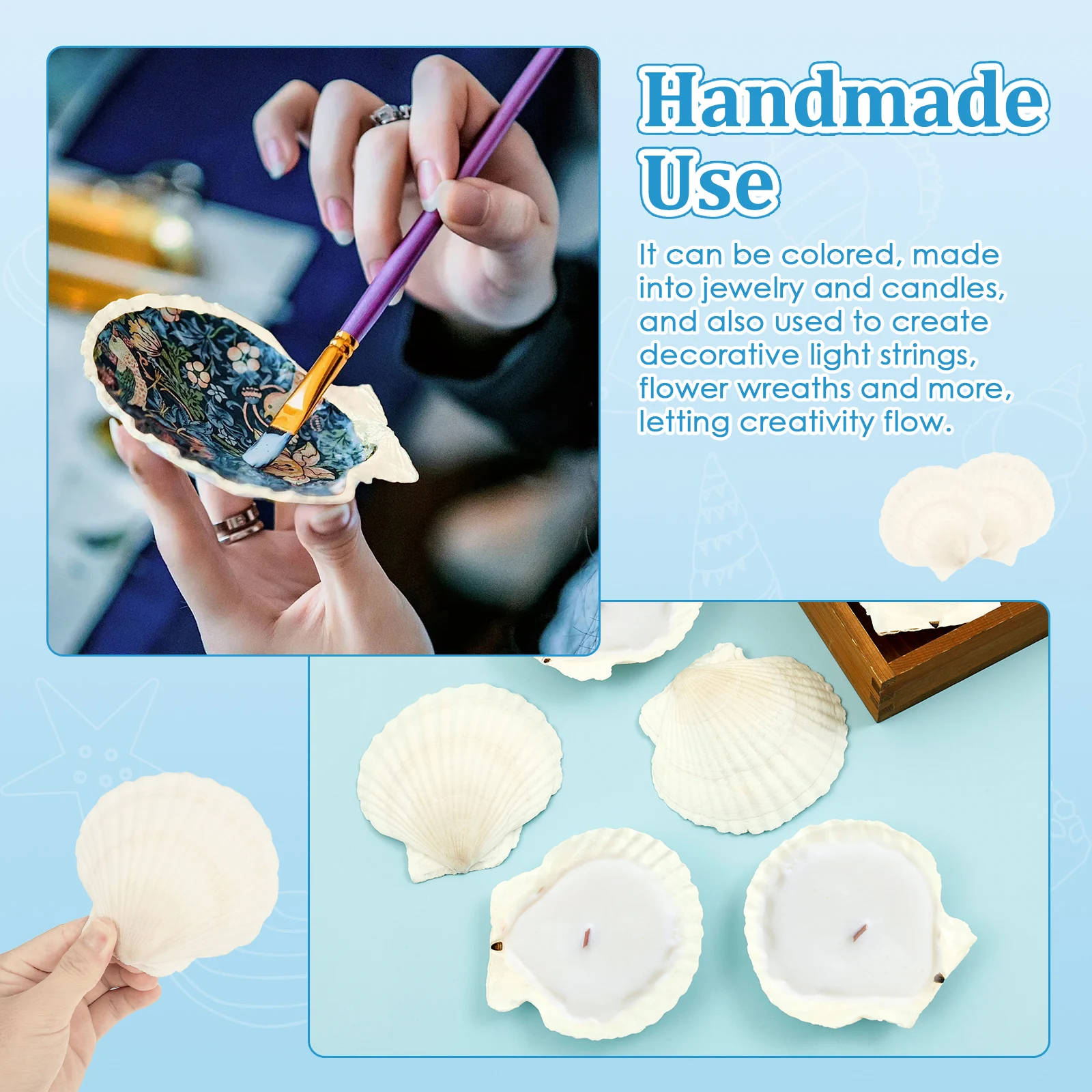 قذائف التقوقع الأبيض الطبيعي DIY بها بنفسك الحرف الخبز ديكور الشاطئ حفلات الزفاف رسمت باليد الكتابة على الجدران ملصقات جدار الحرف الديكور