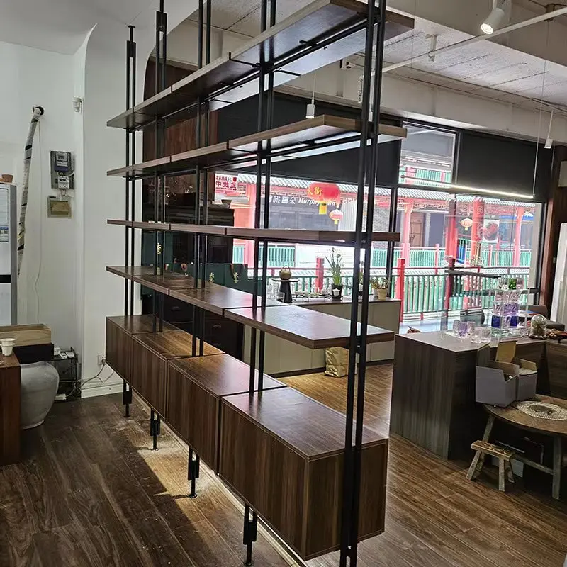 Bookshelf Office Partition Shelf Living Room Floor Iron Bookshelf Full Wall Bookcase 3