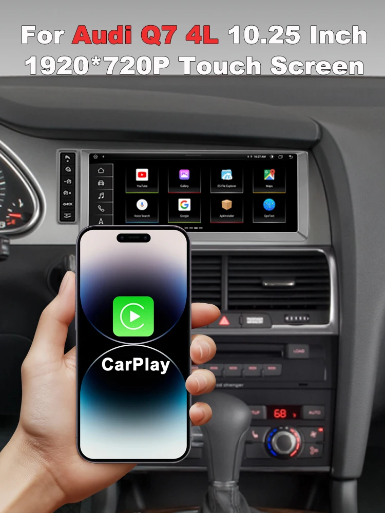 10.25“ Android 14 Draadloze CarPlay Andorid Auto Autoradio Multimedia Voor Audi Q7 4L 2005-2015 MMI 2G 3G GPS 4G WIFI Navigatie - afbeelding 2