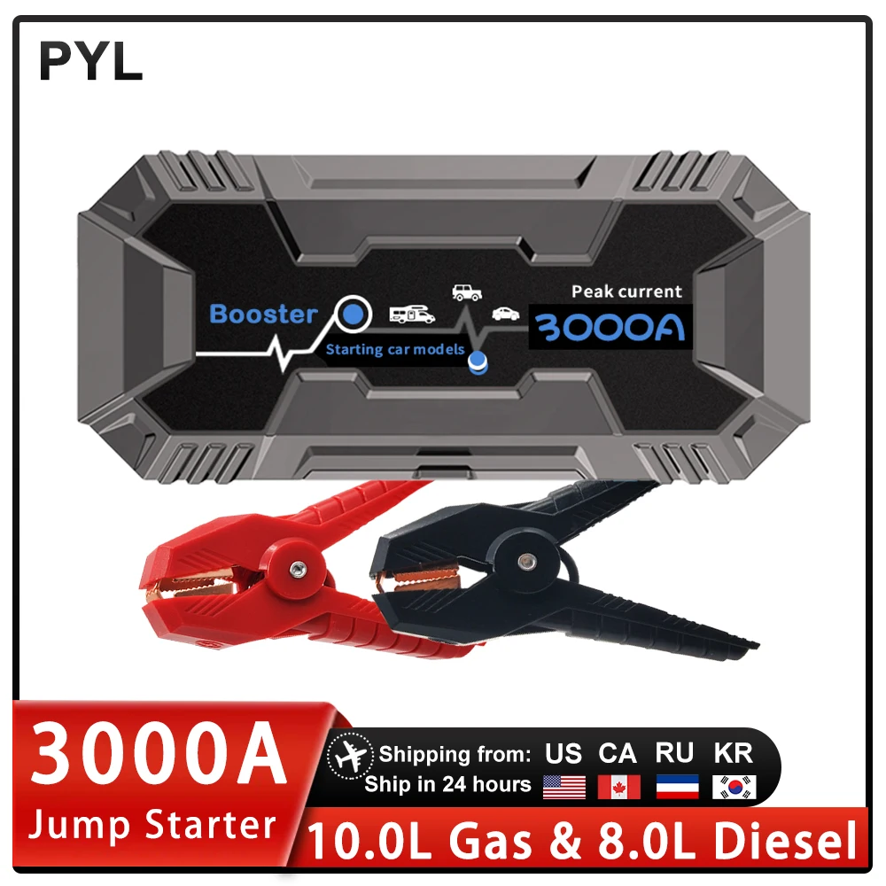 

3000A High Power Car Jump Starter Powerful Protable 22000mAh Power Bank 12V Starting Device for Booster For 10L Gas&8L Diesel