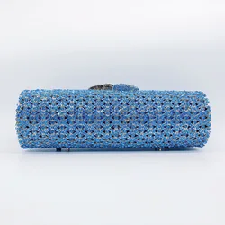 Blue Crystal Long Evening Clutch Luxury WHTUOHENG Diamond Wedding Purses Bridal Handbags Rhinestone Party Prom Clutches Bags