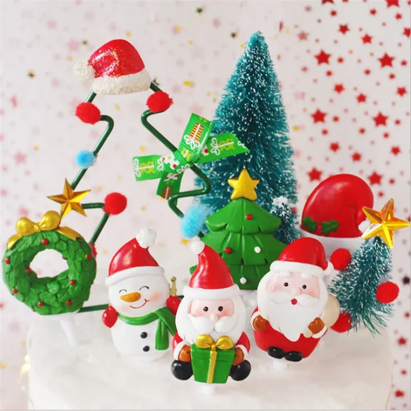 

1pc Christmas Cake Toppers Decoration,Resin Santa Claus Snowman Elk Gift Box ,Christmas Party Cake Toppers Decoration Supplies