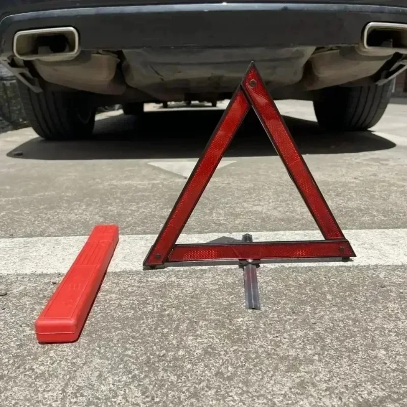 Car Triangle Reflective Tripod Emergency Breakdown Warning Reflective Sticker Safety Hazard Foldable Stop Sign Car Accessories