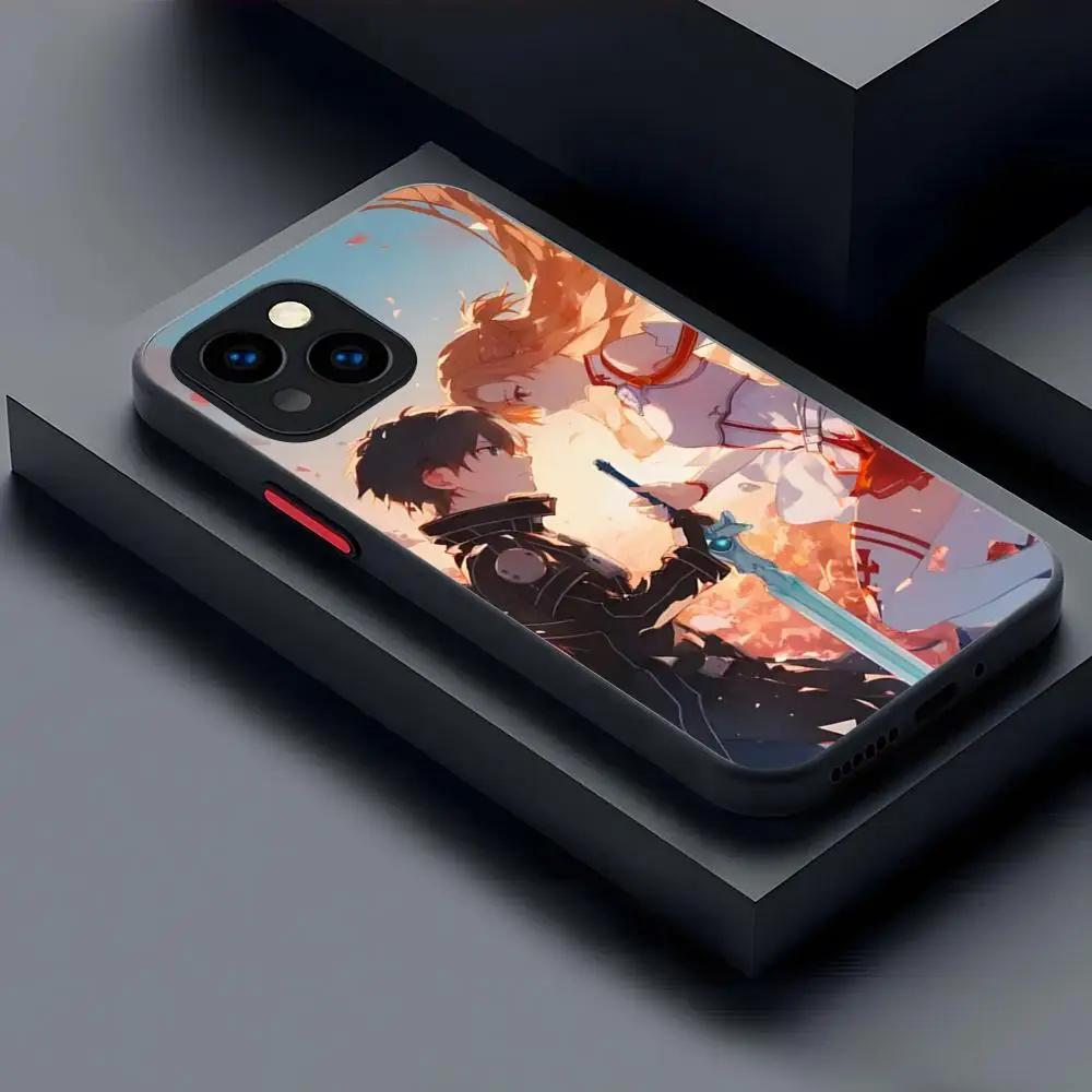 Sword Art Online Phone Case Matte Transparent For 16 15 IPhone 12 11 13 Pro Max X XR XS 8 SE Mini Plus Back Cover