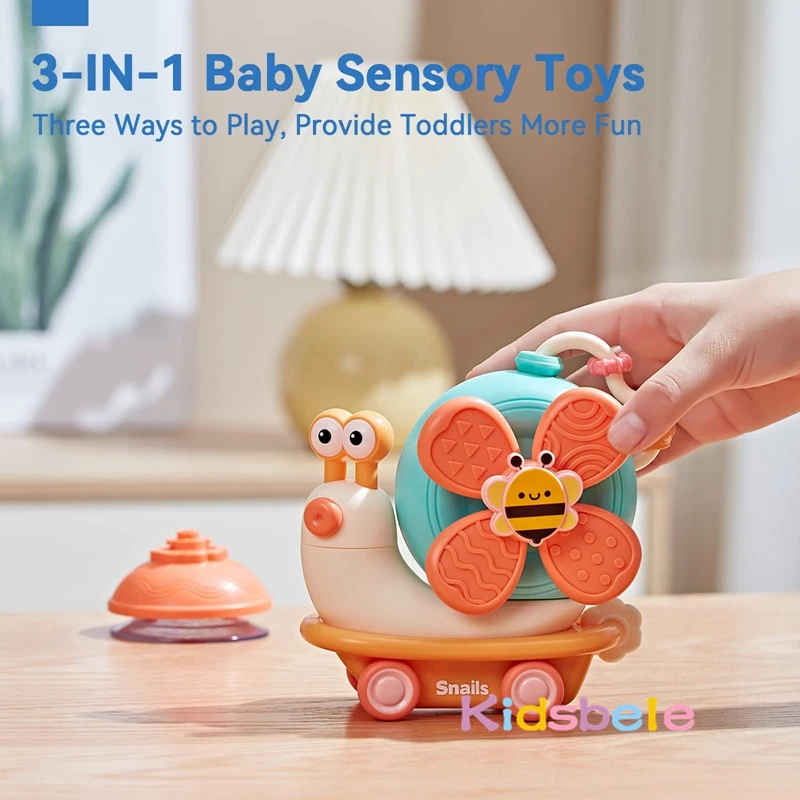 Baby Toys Montessoris Inspired Toddlers Bath Sensory Toys High Chair Suction Cup Fidget Spinner Fine Windmill Snail Newborn Gift