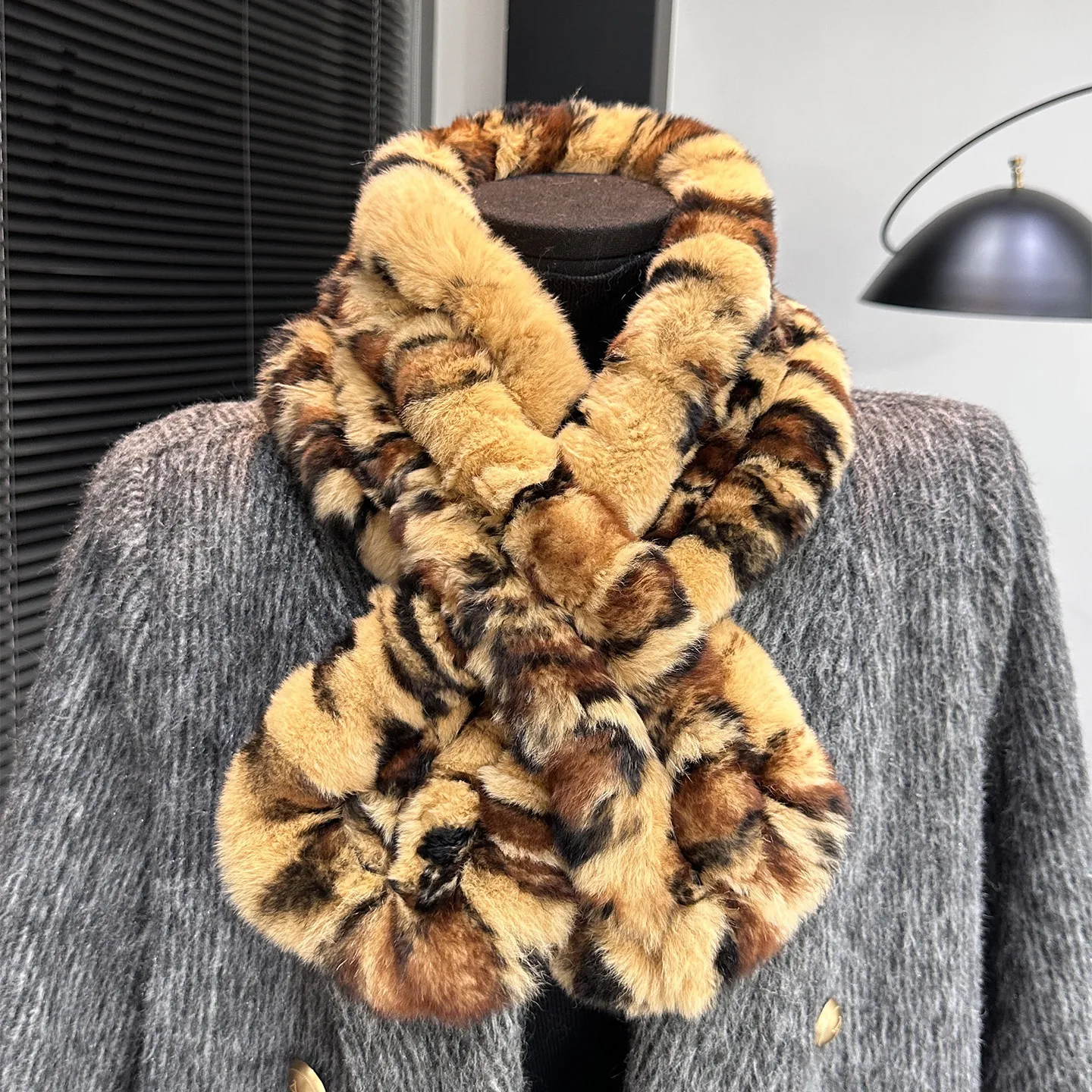 Real Rex Rabbit Fur Scarf Thickened Warm Double-layered Fur Scarves In Winter Natural Rabbit Fur Collar For Coat Jacket Winter
