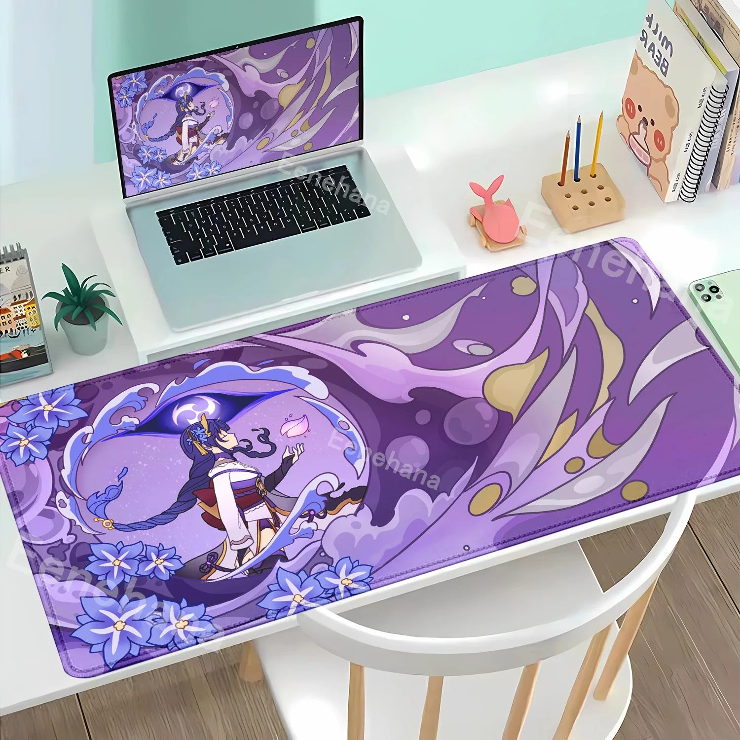 

Genshin Impact Raiden Shogun аниме коврик для мыши большой игровой коврик для мыши резиновый ПК офисные аксессуары протектор геймерская клавиатура настольный коврик