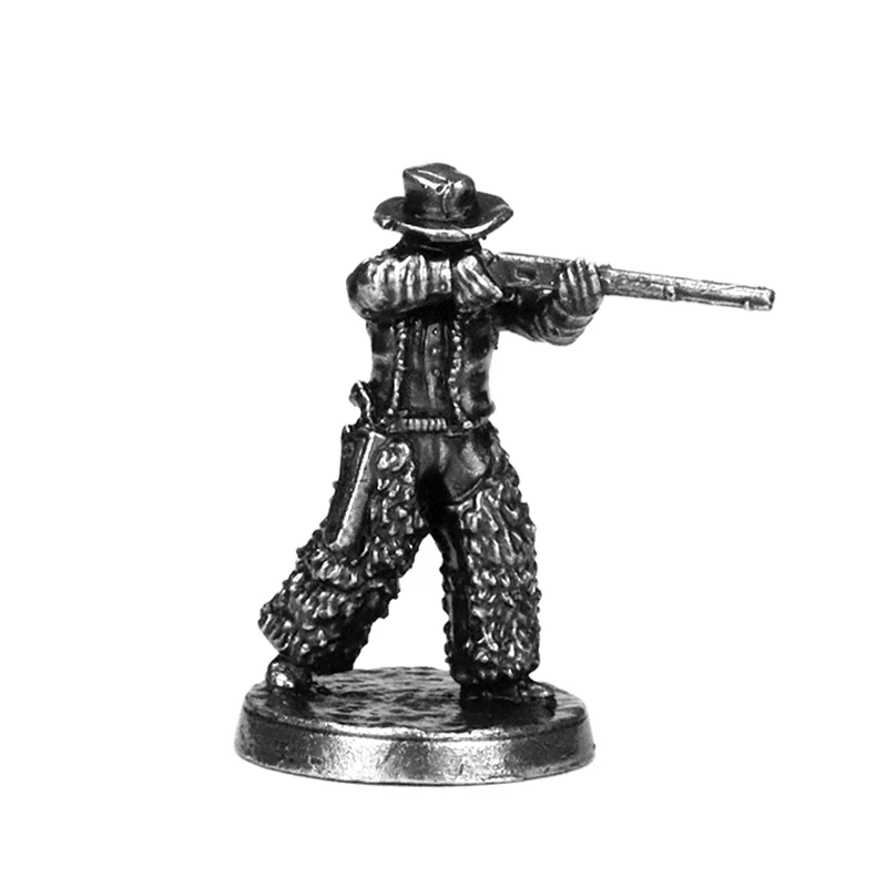WildWest Cowboy Paintable White Copper Metal Miniatures Figurine Tabletop Wargame Collectible Decor Gift for BoardGame Hobbyists