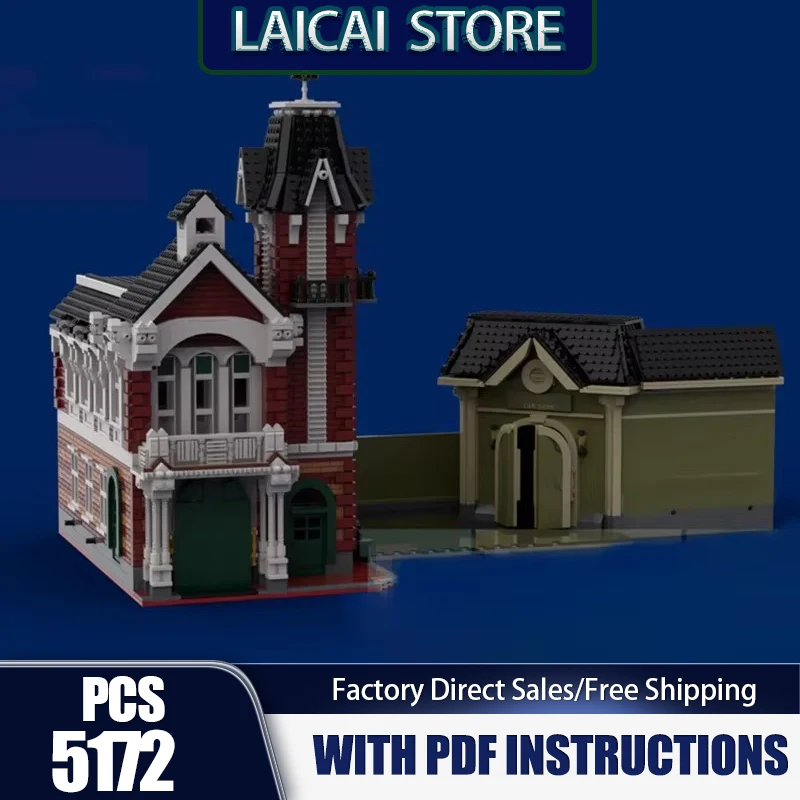 Moc Building Blocks Magic Kingdom Firehouse & Car Barn Model Technology Brick DIY Assembly Model Construction Holiday Set Toys