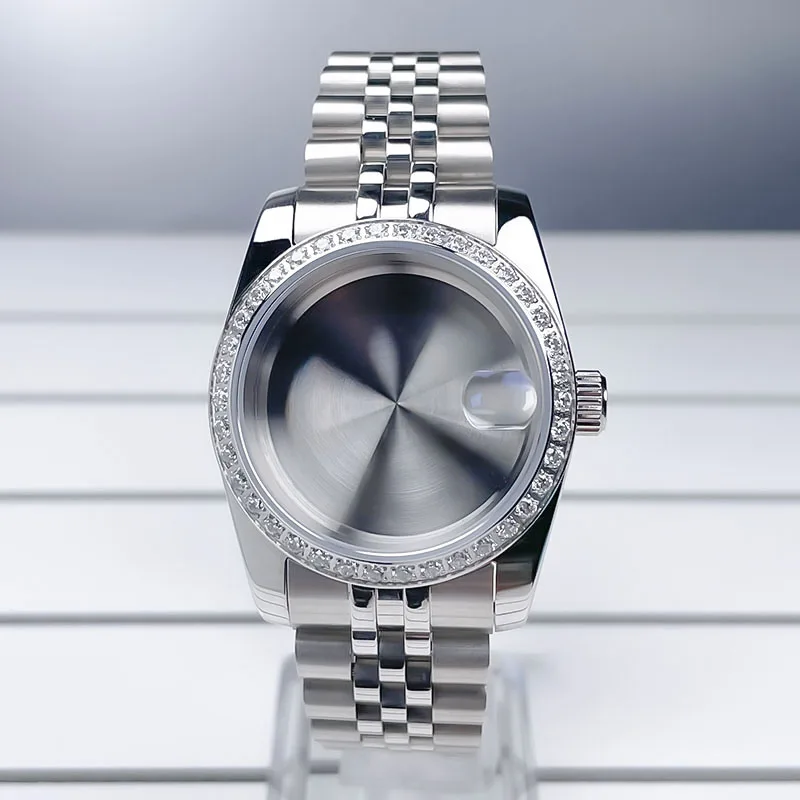 36mm/39mm Diamant Lünette NH35 Fall DJ Präsident Jubile Strap Saphirglas Mod Für NH35 NH36 Bewegung uhr Zubehör Teile – Detail 1
