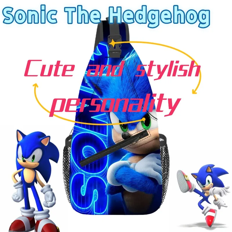 

Sonic The Hedgehog Large Crossbody Bag Cute Fashion Cartoon Chest Bag for Male and Female Students, Birthday Gift for Friends