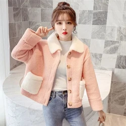 여성용 모조 램 울 원피스 스퀘어 넥 재킷, 플러스 사이즈 싱글 브레스트, 루즈핏