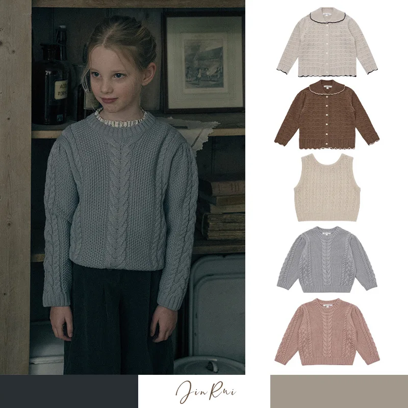 

Girls Sweater 2024 Autumn And Winter New Pink Fashion Children's Knitted Cardigan Cotton Comfortable Vest Children's Clothing
