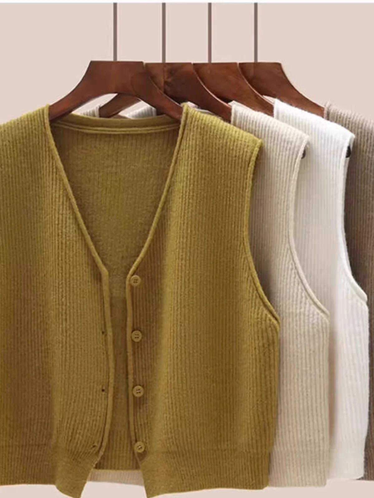 Dames V-Ne Gebreide Trui Vest Bovenkleding Vest Herfst 2023 Nieuw Sle Gelaagdheid Top Faion Veelzijdig Basic Sle Pure Kleur