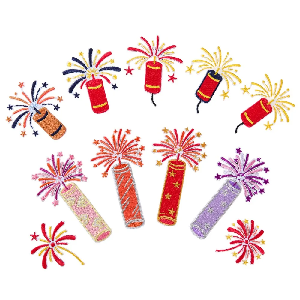 

Cartoon Firework Embroidery Patch Iron on Patch for Clothing DIY T-shirt Backpack Hat Sewing Craft Applique Sticker Decor Repair