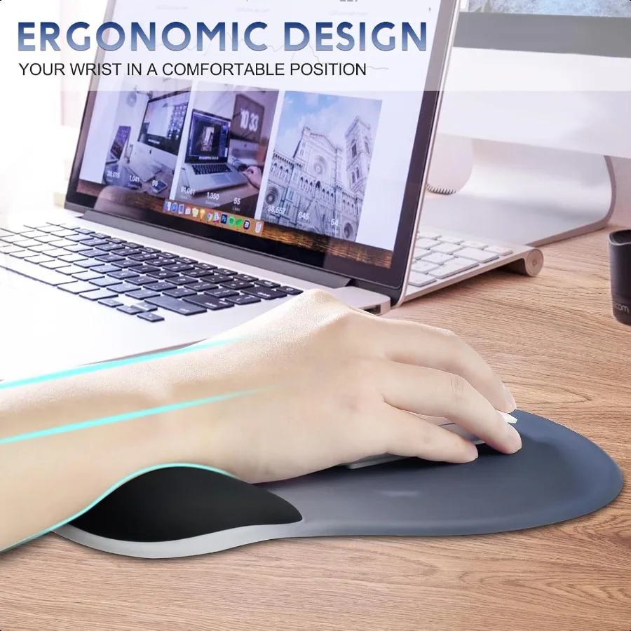 لوحة ماوس مسند للمعصم من الجل، لوحة ماوس مريحة للمكتب مع منفذ معصم، تصميم غير قابل للانزلاق، ملحقات مكتبية، حصيرة للمنزل، ديكور ألعاب المدرسة O