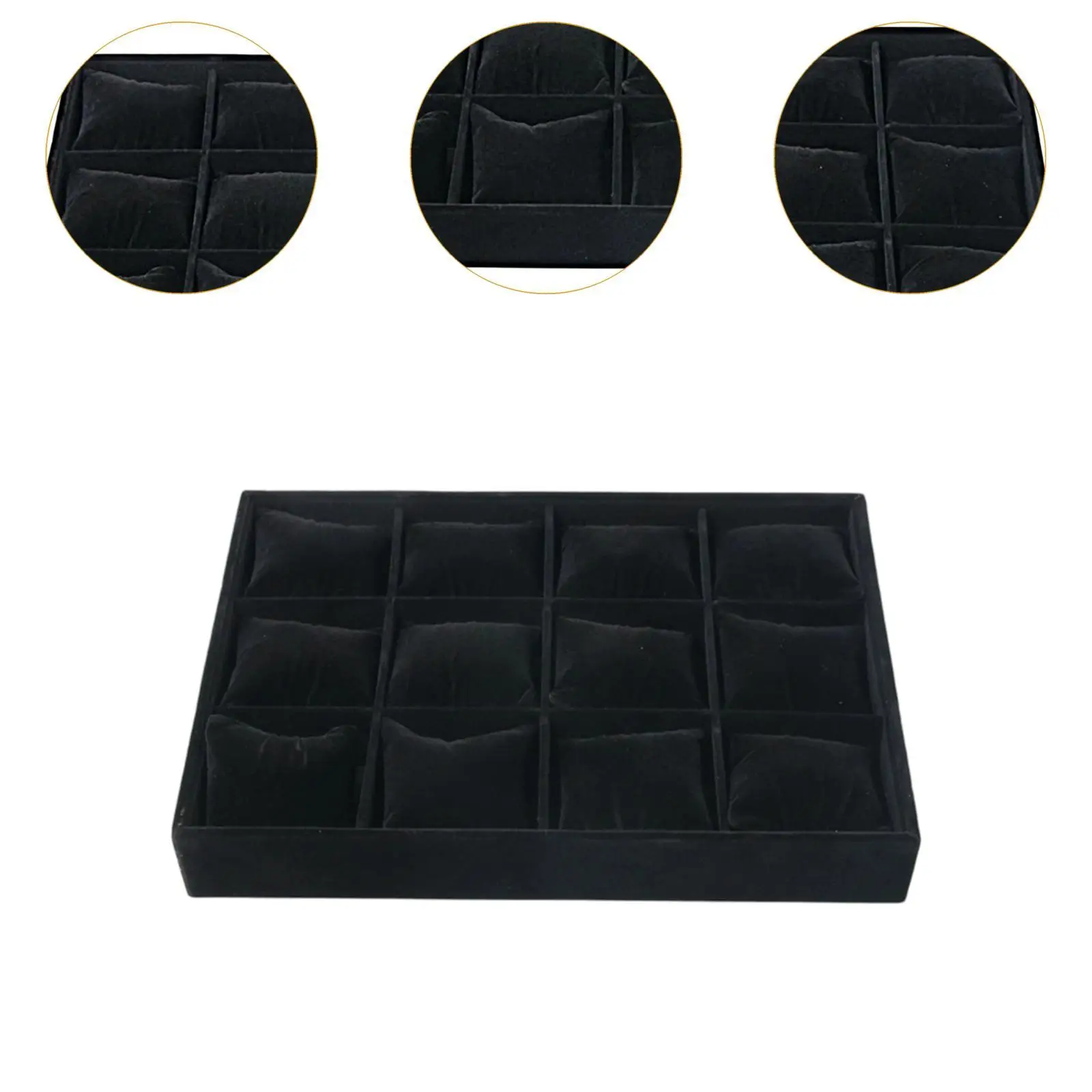 

Бархатный лоток для украшений на 12 отделений, подушечки для демонстрации ювелирных изделий, органайзер для часов, поднос для демонстрации украшений для витрин, шкафов, полок, магазинов