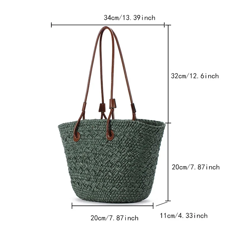 Neue Schulter Tasche Handgemachte Stroh Gewebt Große Kapazität Marke Hochwertige Korb Tasche Sommer Strand Urlaub Mode Handtasche Forwomen – Detail 23