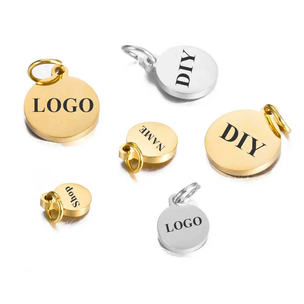 20pcs 6-12mm Mirror Round Stainless Steel Circle Custom Charms Personalized Tag For DIY Making Jewelry Necklace Lettering