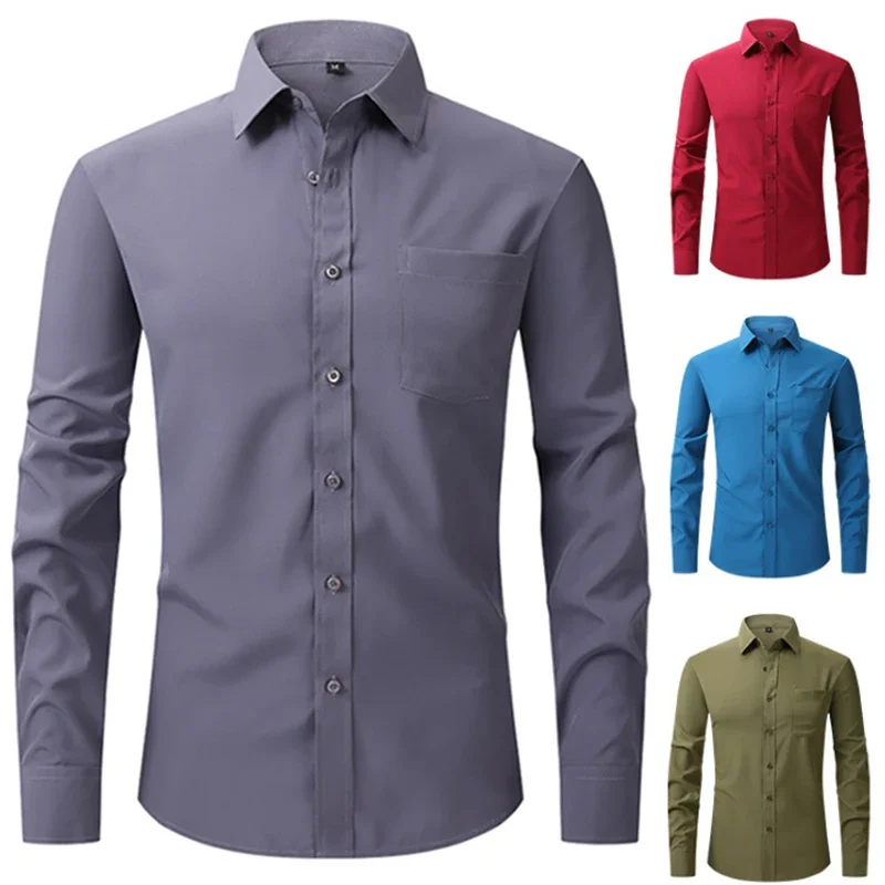 

Spring and Autumn 2023 New US Size Iron free Elastic Shirt Large Men's Business Casual Long Sleeve Slim Professional Dress