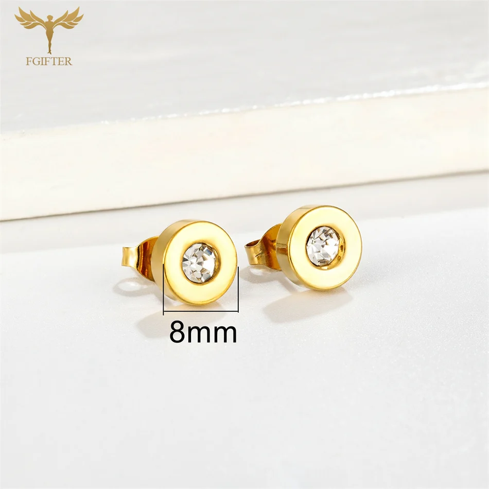 12 Pairs Lot Wholesale Minimalist Crystal Stud Earrings For Women Men Girls Gold Color Stainless Steel Ear Piercing Jewelry Set