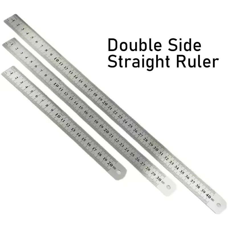 15/20/30/40/50cm Stainless Steel Metal Straight Ruler Precision Double Sided Straight Ruler Measuring Tool For Office Supplies