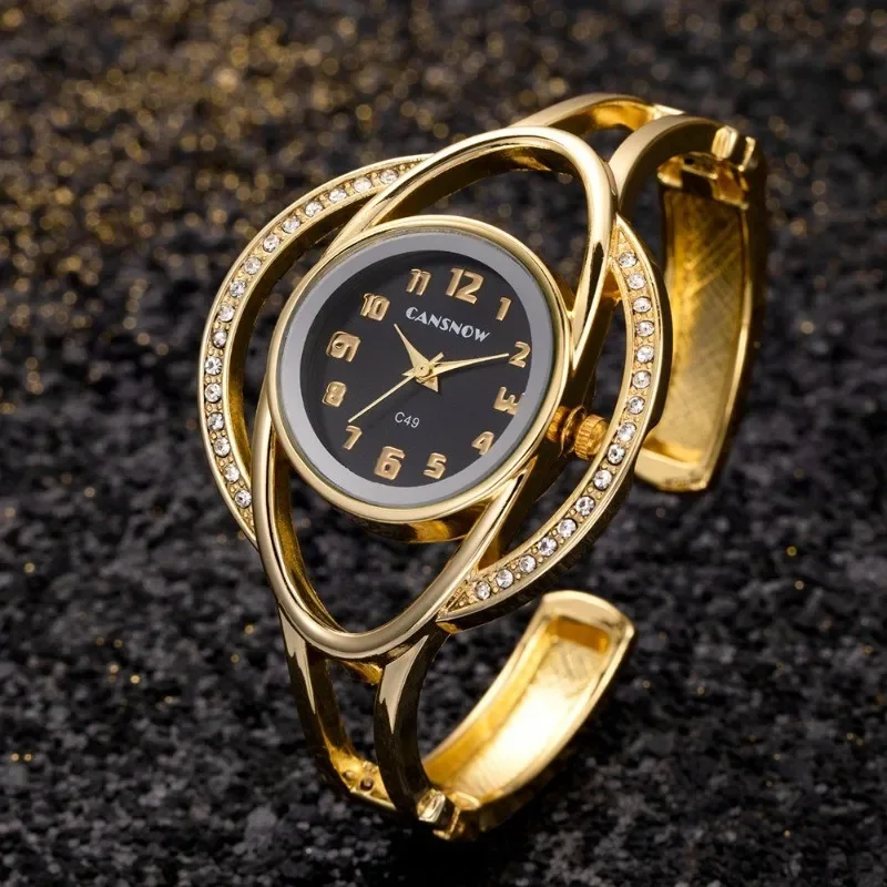 Ladies watch gold fashion diamond wristband ladies elegant quarter stainless steel quartz watch