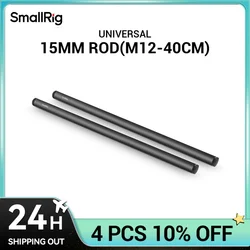 SmallRig Camera 15mm Rail Rod Aluminum Alloy Rod with M12 Female Thread DSLR Rig - 40cm 16 Inches Long 1054 (Pack of 2)